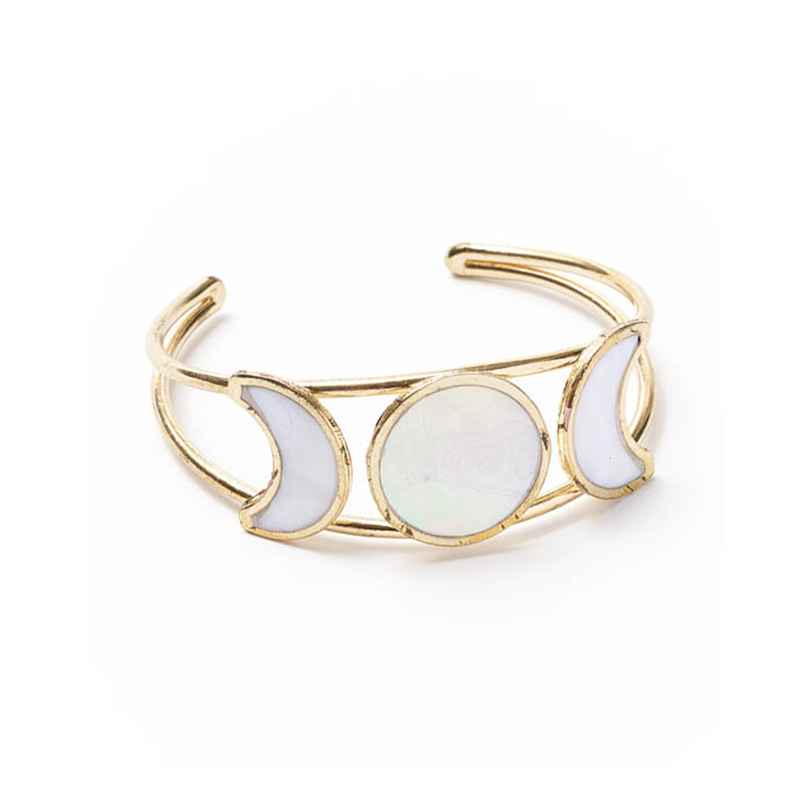 Mother of Pearl Moon Phase Cuff Bracelet