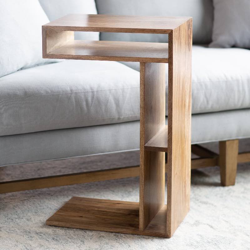 Mango Wood Sofa Slider End Table