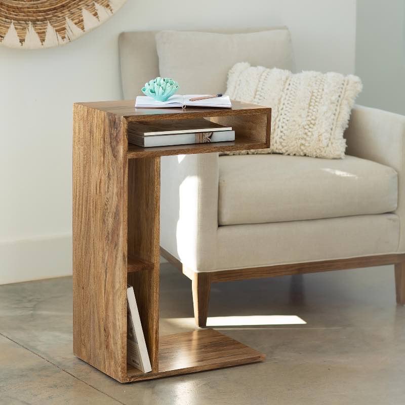 Mango Wood Sofa Slider End Table