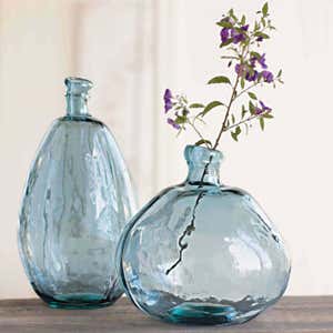 Recycled Glass Balloon Vase, Round or Tall - Smokey Blue Round