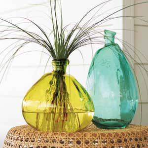 Recycled Glass Balloon Vase, Round or Tall - Smokey Blue Round