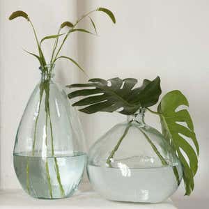 Recycled Glass Balloon Vase, 13" - Clear Tall