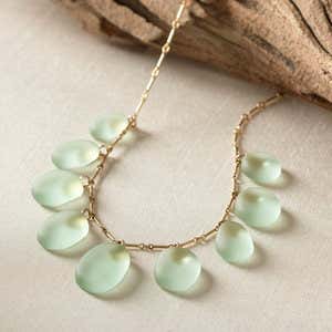 Seafoam Gold 9-Stone Sea Glass Necklace