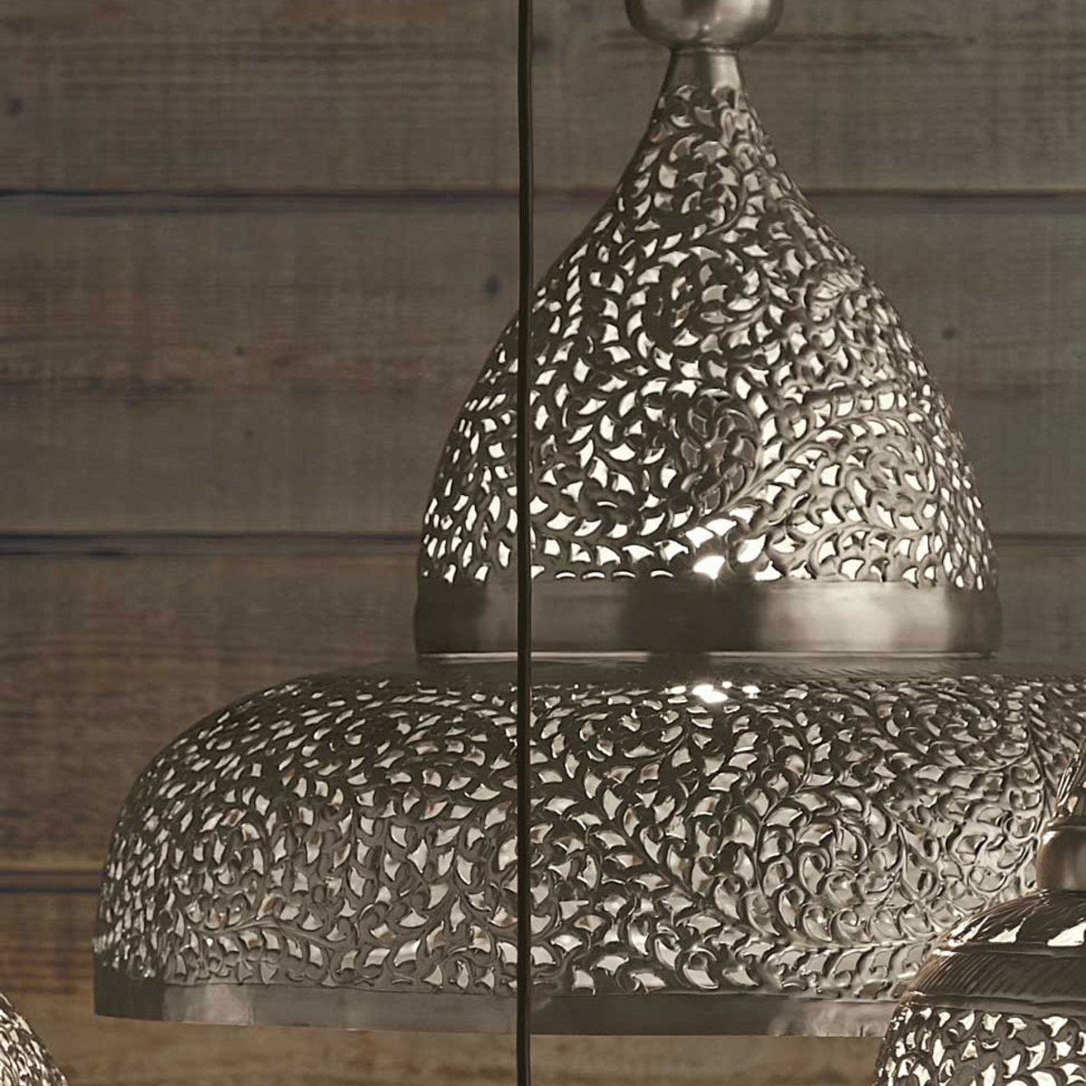 Moroccan Hanging Lamp - Open Bottom - Silver