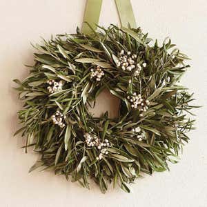 Organic Tallow Berry & Olive Leaf Wreath with Hanger