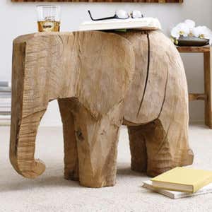 Lucky the Elephant Handcarved Side Table