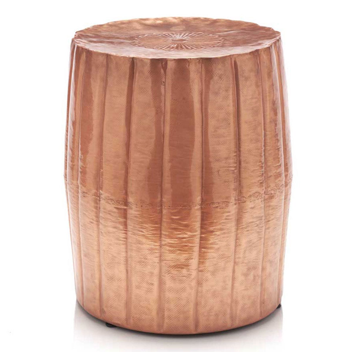 Tall Hammered Drum Accent Table