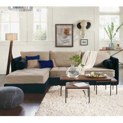 Eco Sectional Sofa Left Side Chaise - Moonstone Brussels Linen - Brussels Linen