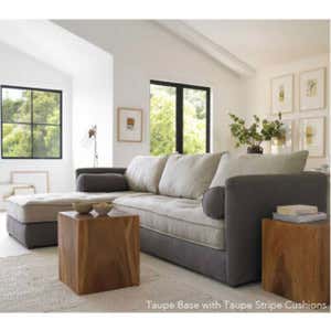 Eco Sectional Sofa Left Side Chaise - Brussels Linen Haze Stripe - Haze Stripe