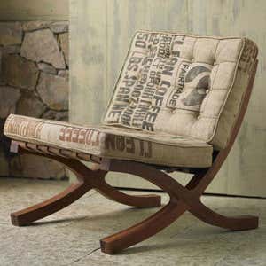 Organic Cotton Butaca Chair - Printed Coffee Sack