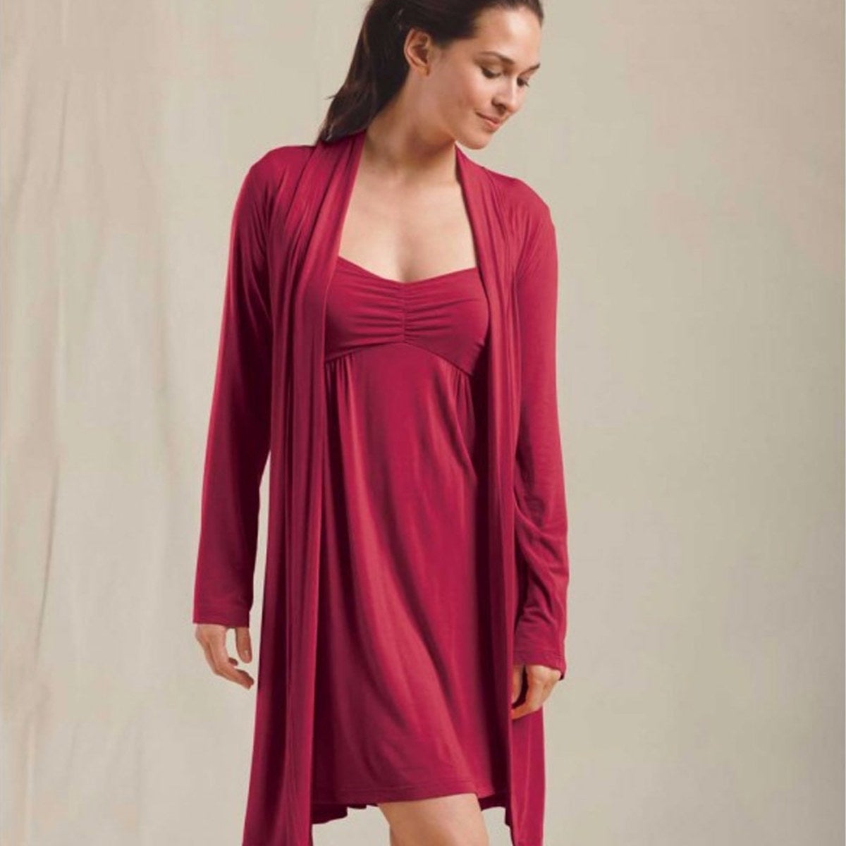 Eco-Weave Long-Sleeved Knee-Length Robe - Lily Wood - S-M (4-8)