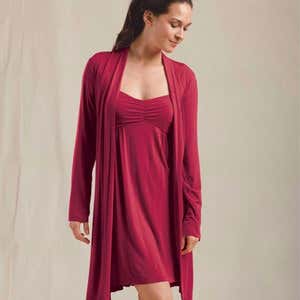 Eco-Weave Long-Sleeved Knee-Length Robe - Scarlet - L-X (10-14)