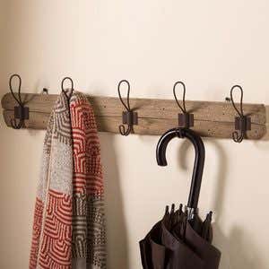 Reclaimed Wood Wall-Mounted Hook Rack