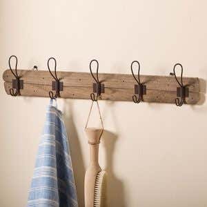 Reclaimed Wood Wall-Mounted Hook Rack