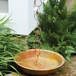 Aspen Leaf Bell Rain Chain and Receptacle