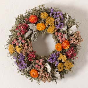 Organic Bold Colors Floral Wreath with Hanger