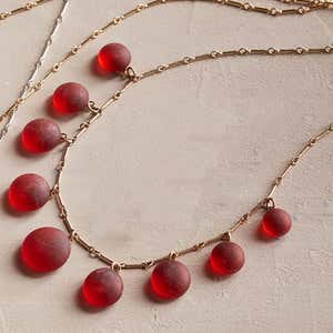 9-Stone Sea Glass Necklace - Red