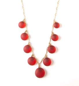 9-Stone Sea Glass Necklace - Red