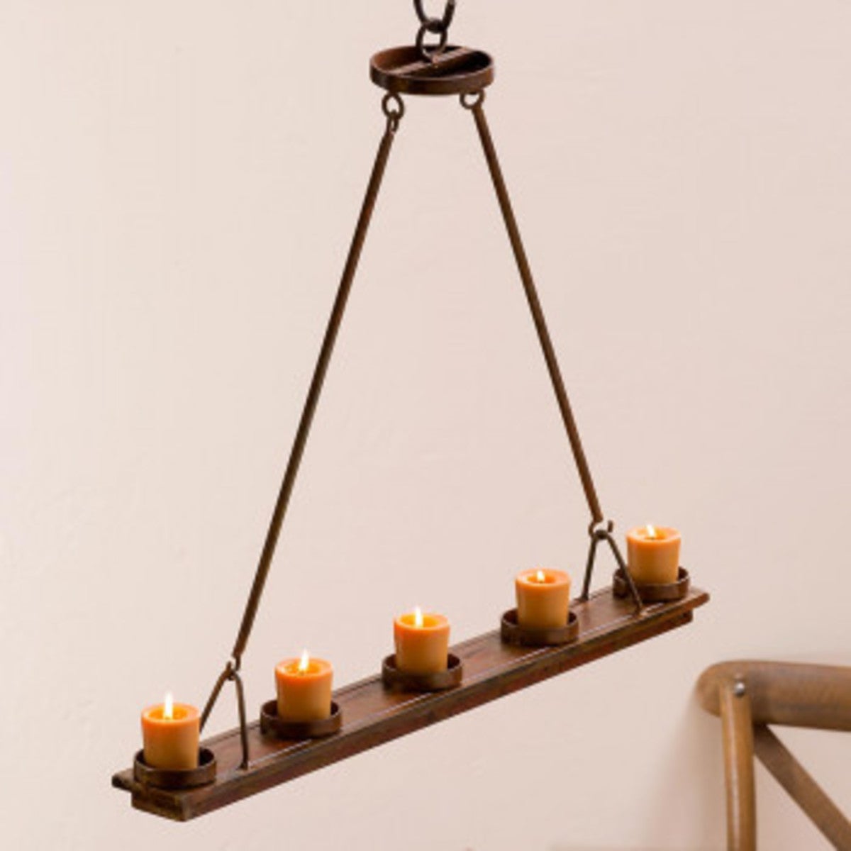 Repurposed Wine Barrel Stave Candle Chandelier