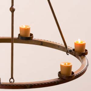 Braided Repurposed Wheel Candle Chandelier