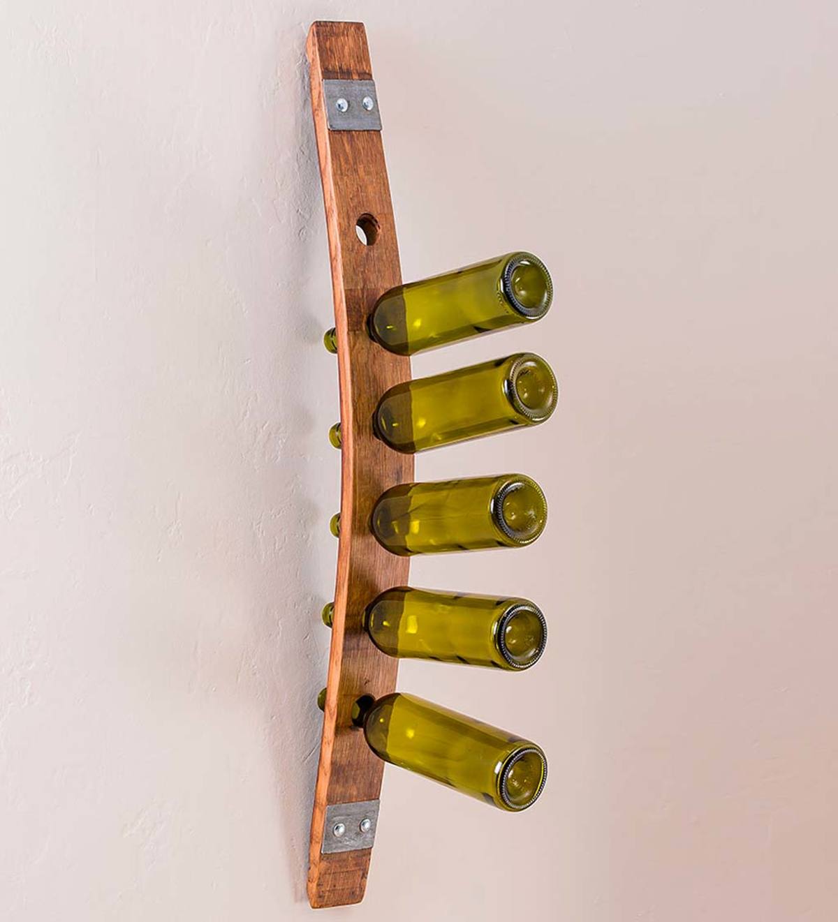 Repurposed Barrel Stave Hanging Wine Rack