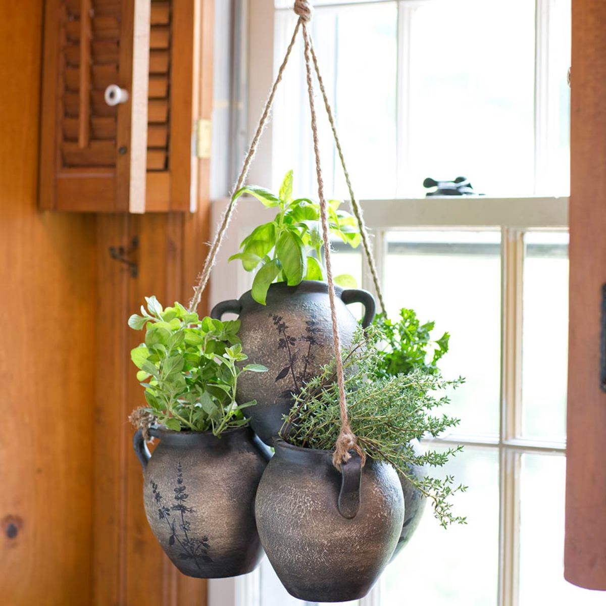 Clay Pot Hanging Herb Planter