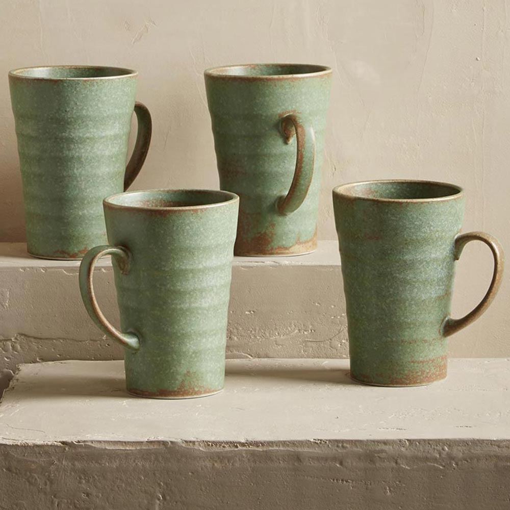 Terra Green Stone Mugs, Set of 4 - Terra Green