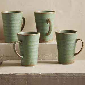 Terra Green Stone Mugs, Set of 4