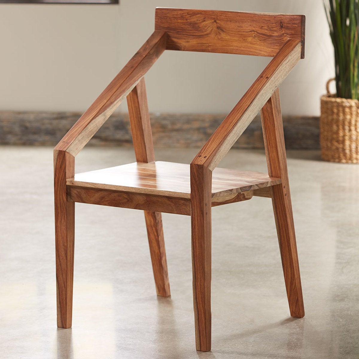 Sheesham Wood Angled Arm Chair