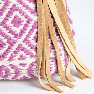 Handwoven Leather Fringe Patterned Tote