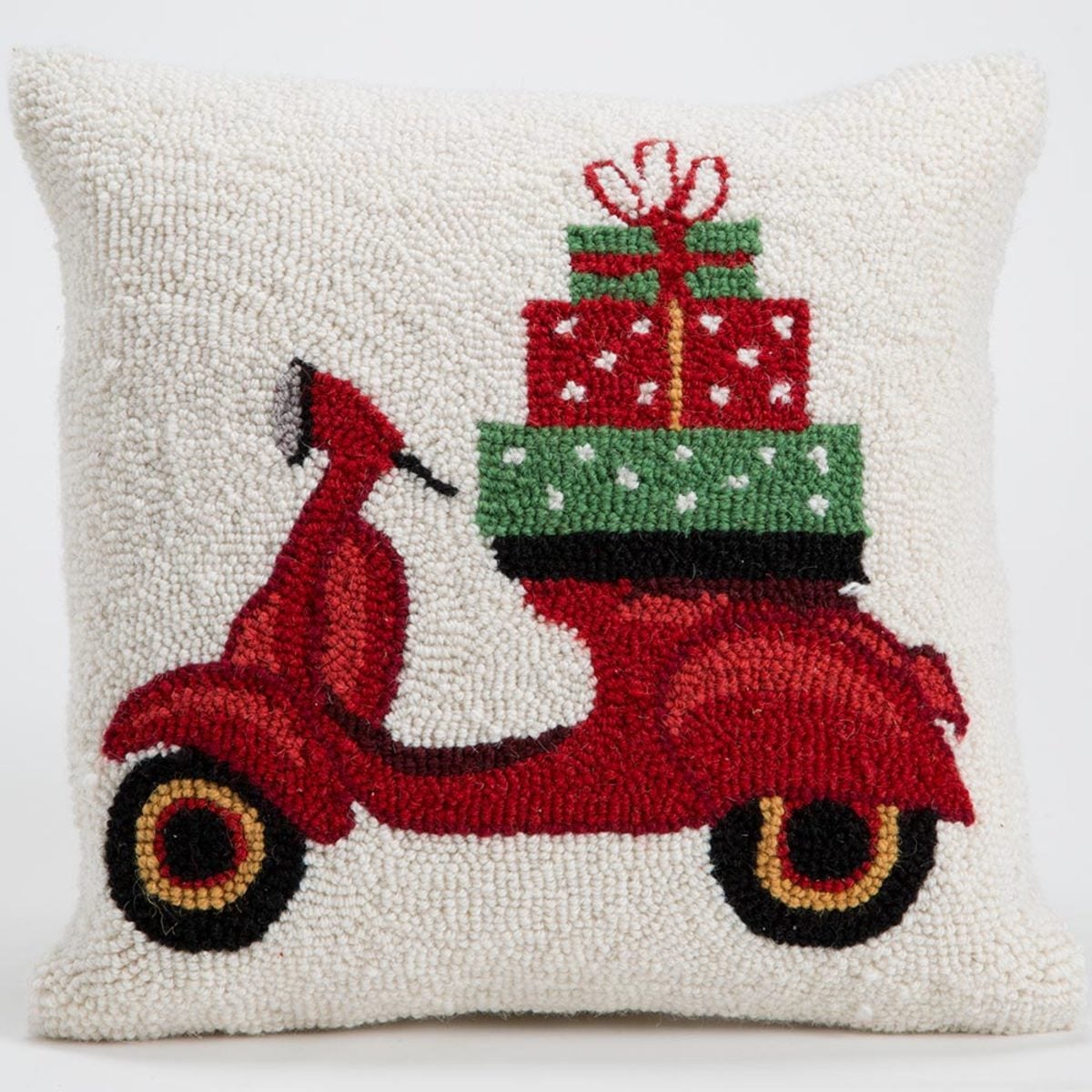 Hand-Hooked Wool Pillow, 16" sq.