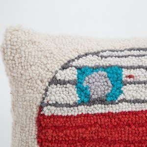 Hand-Hooked Wool Lumbar Pillow