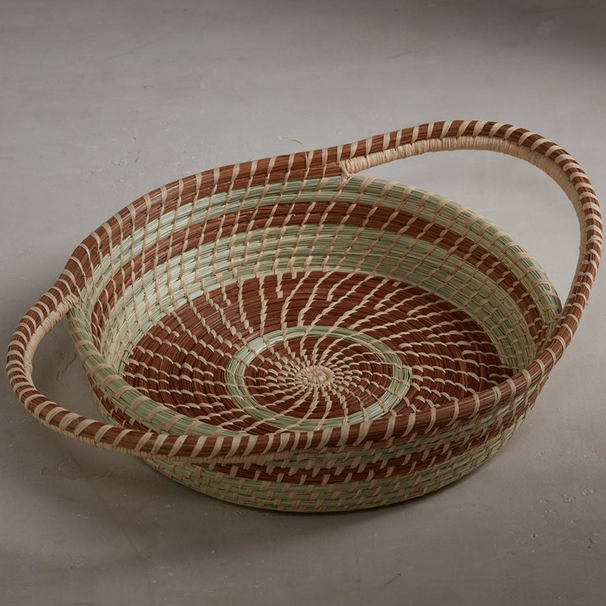 Handwoven Guatemalan Display Basket - Round Handled
