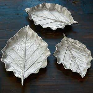 Shimmering Leaf Trays - Copper
