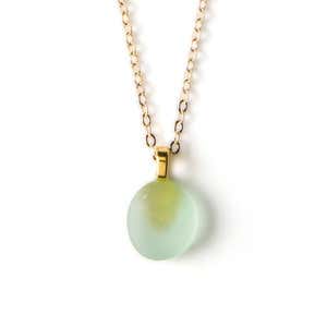 Single Stone Sea Glass Pendant Necklace - Seafoam