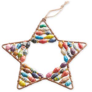 Fair Trade Beaded Heart and Star Ornaments