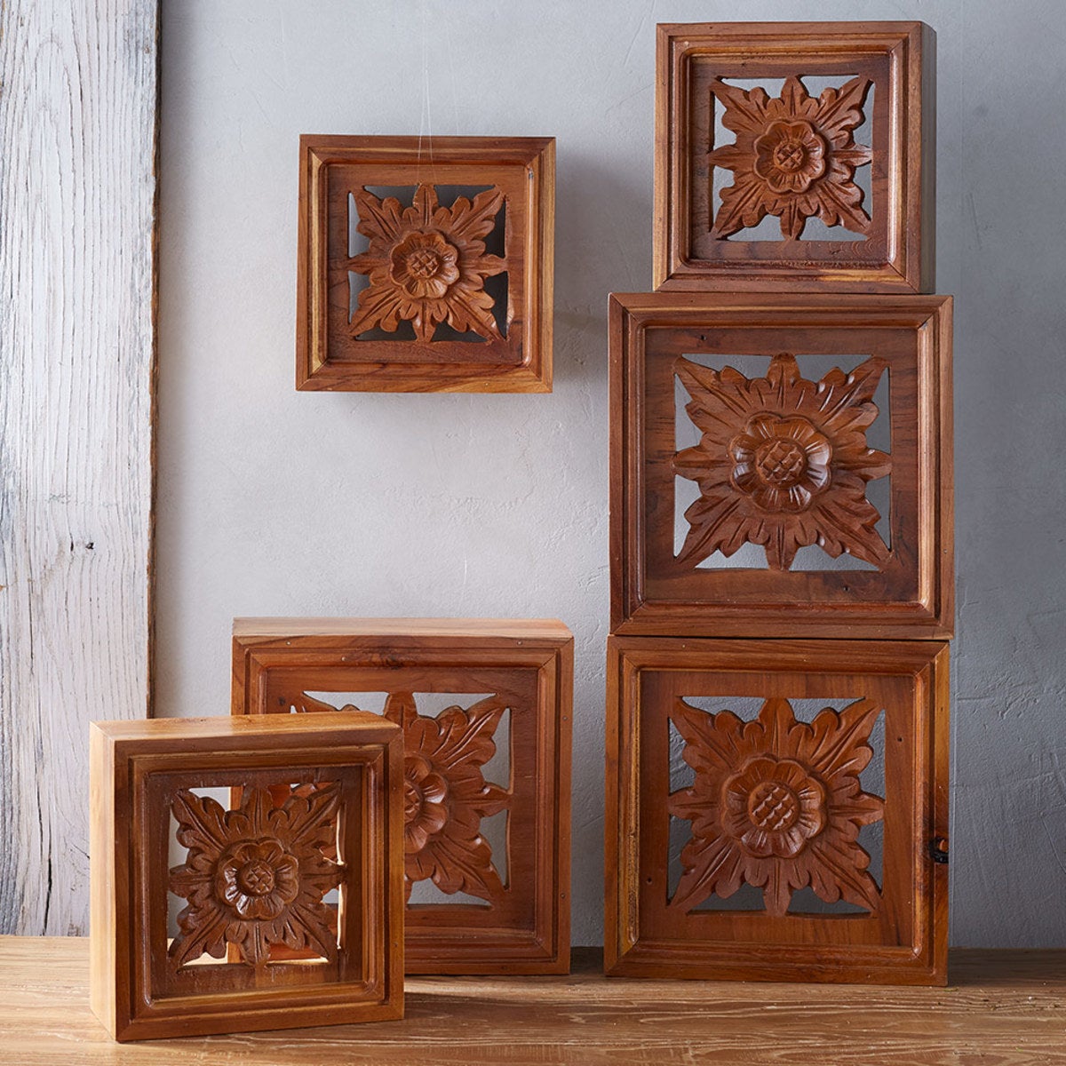 Handcarved Floral Wall Boxes