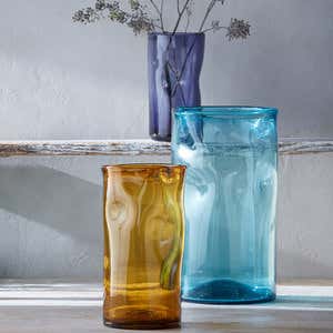 Slumped Recycled Glass Vase - Large Turquoise