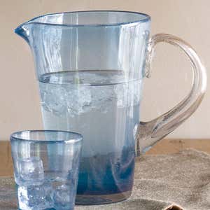 Bright Bubbled Recycled Glass Iced Tea Drink Set - Cobalt