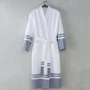 Turkish Cotton Striped Robe - Gray - L/XL (10-14)
