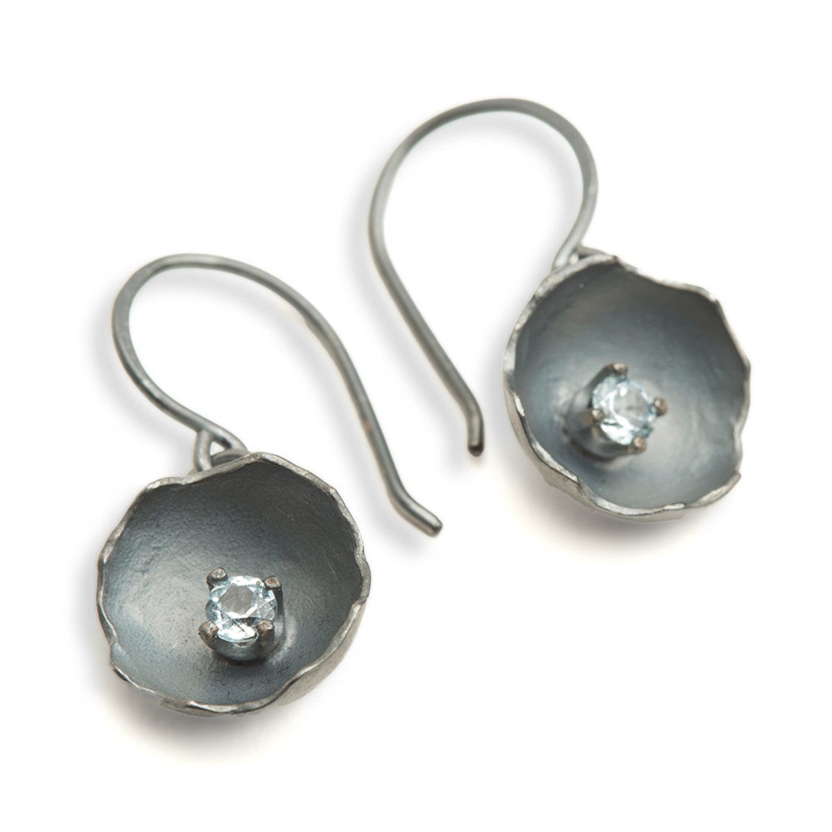 Handmade Eggshell Drop Earrings in Oxidized Silver