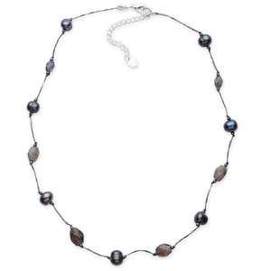 Silk Threaded Freshwater Pearl and Gemstone Necklace - White