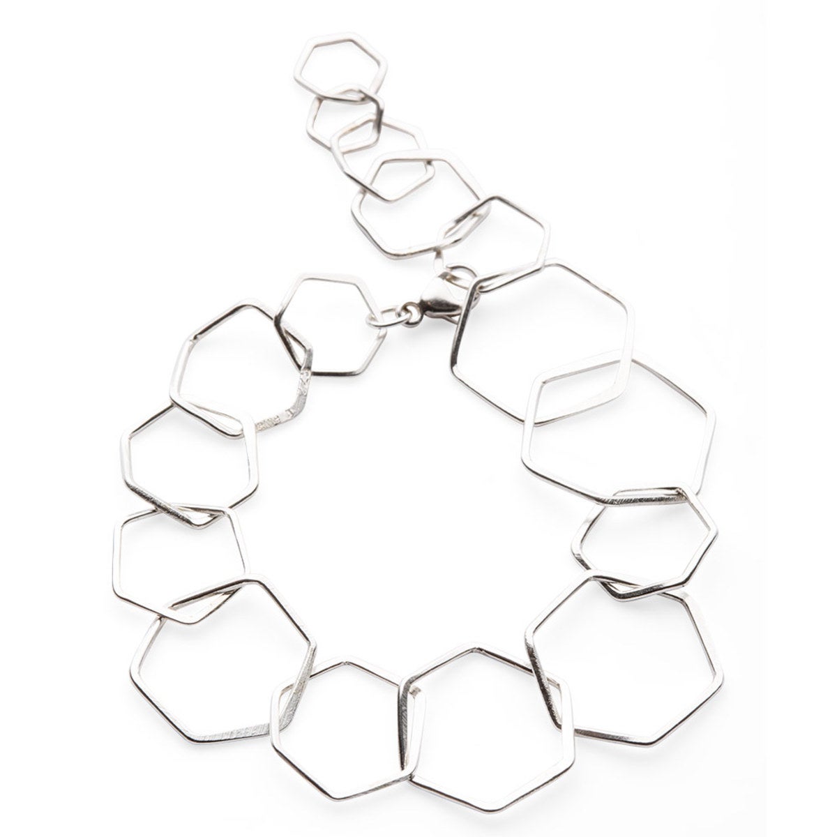 Artisan-Made Silver Hexagon Jewelry Collection