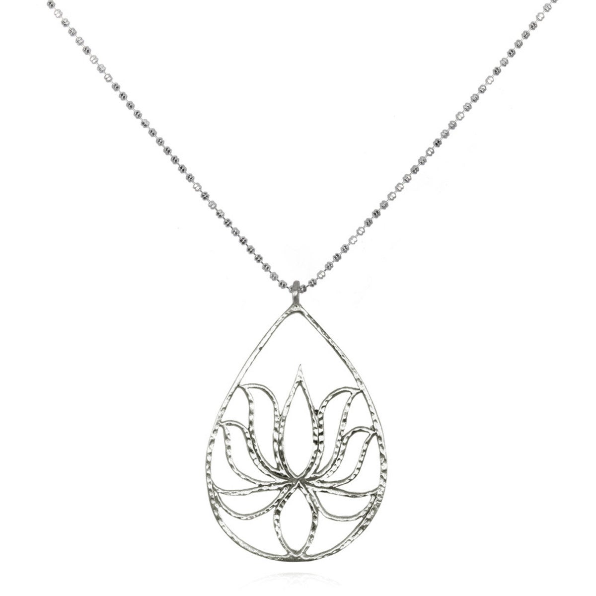 Satya Jewelry Gold Teardrop Lotus Necklace - Silver