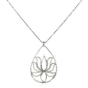 Satya Jewelry Gold Teardrop Lotus Necklace - Silver
