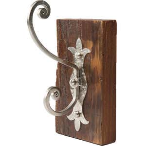 Antiqued Iron and Reclaimed Wood Wall Hooks - Set of 2
