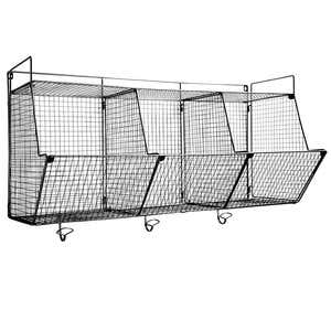 Modular Wire 3-Bin Wall Storage Shelf - Black