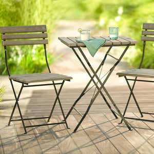 Cement and Metal Bistro Table and Chairs Set