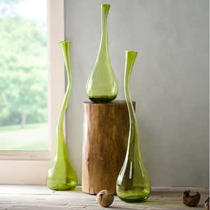 Recycled Glass Sprouting Vase, Set of 3 - Green