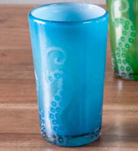 Hand-Etched Recycled Glass Octopus Tumblers